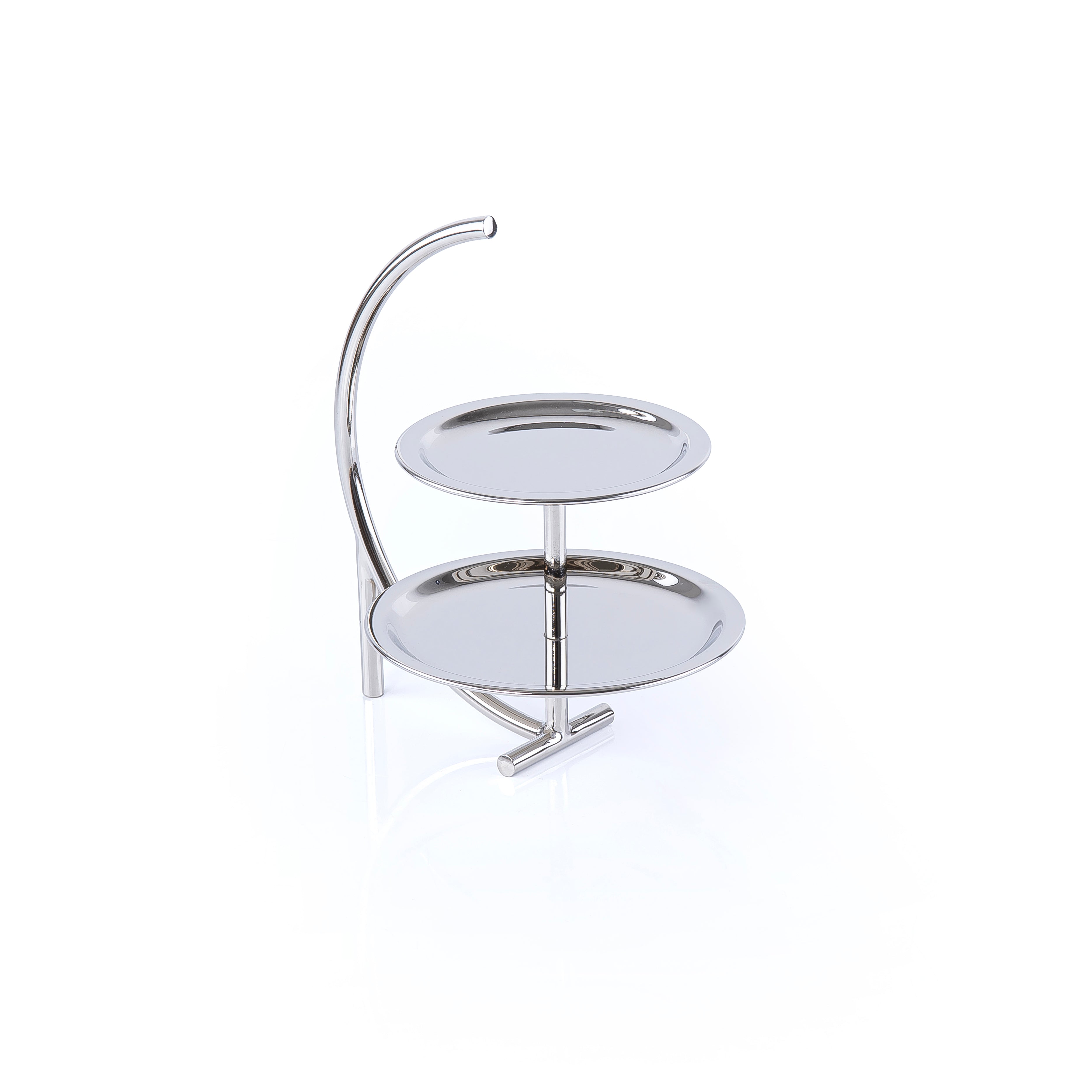 2-Tier Circular Metal Stand - Silver