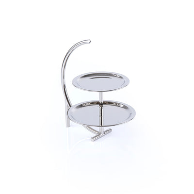 2-Tier Circular Metal Stand - Silver