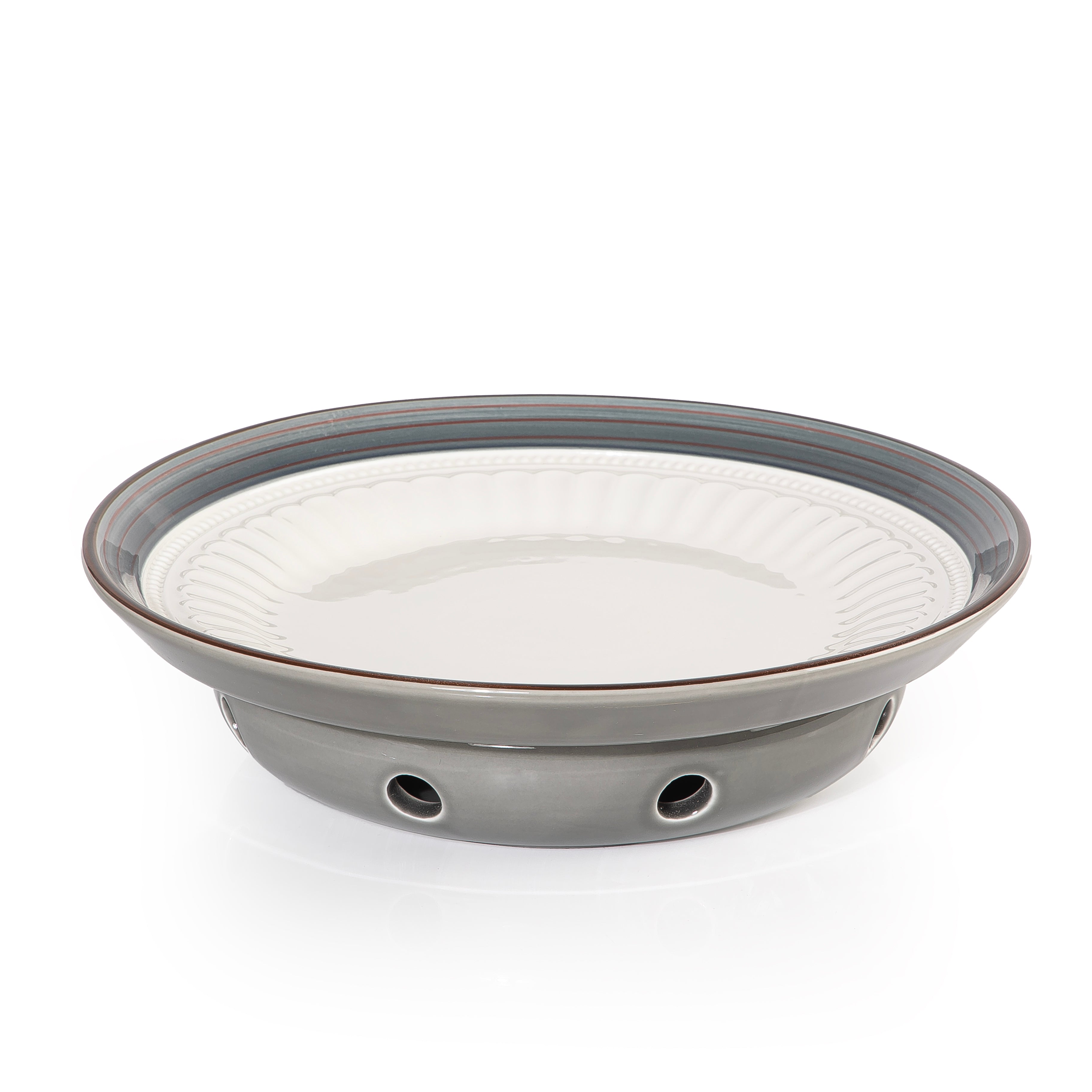 طبق سيراميك أنيق مع قاعدة موقد عملية