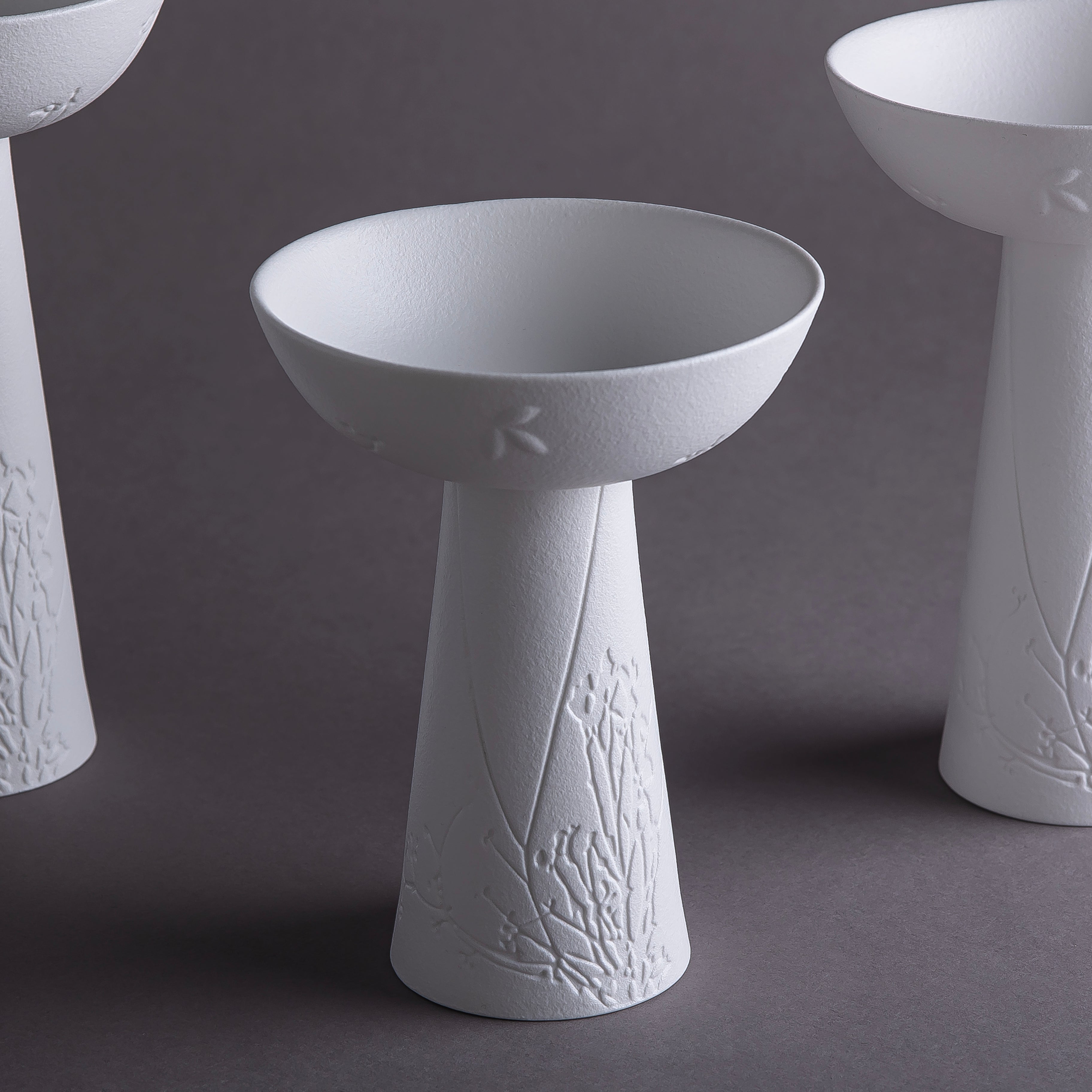 Set 3 Ceramic Stands with Gift Box – White