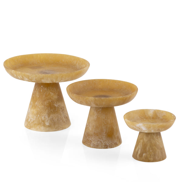 Set of 3 Circular Resin Stand with Conical Base