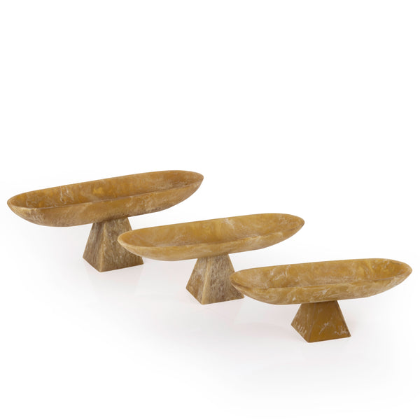 Set of 3 Oval Resin Stand with Conical Base