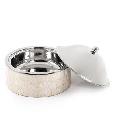 حافظة طعام حرارية من الستانلس بقاعدة من الصدف - كبير