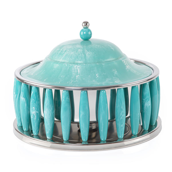 Stainless Food Warmer 3 Liter Decorated with Resin - Turquoise