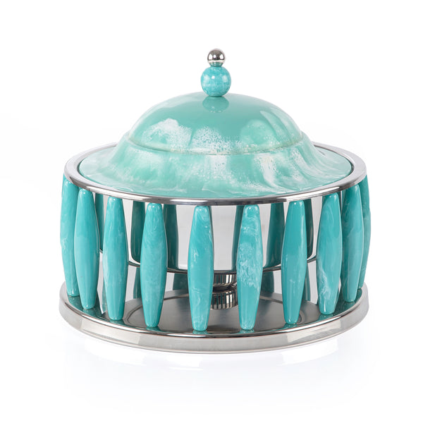 Stainless Food Warmer 2 Liter Decorated with Resin - Turquoise