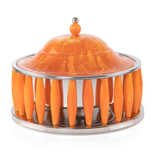 Stainless Food Warmer 3 Liter Decorated with Resin - Orange