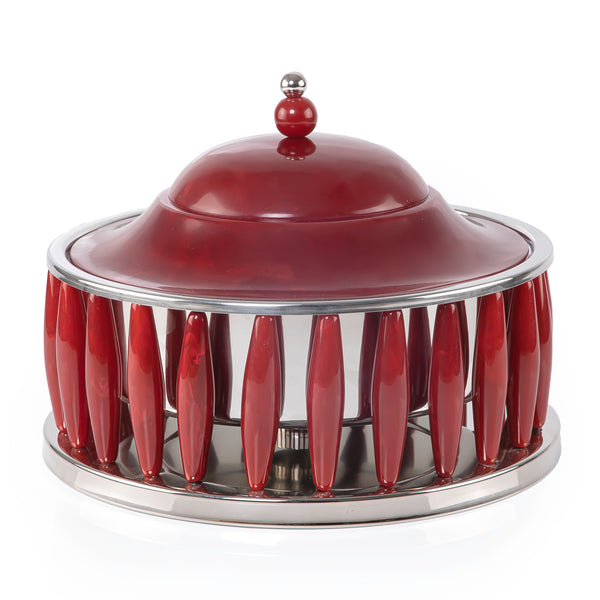 Stainless Food Warmer 3 Liter Decorated with Resin - Maroon