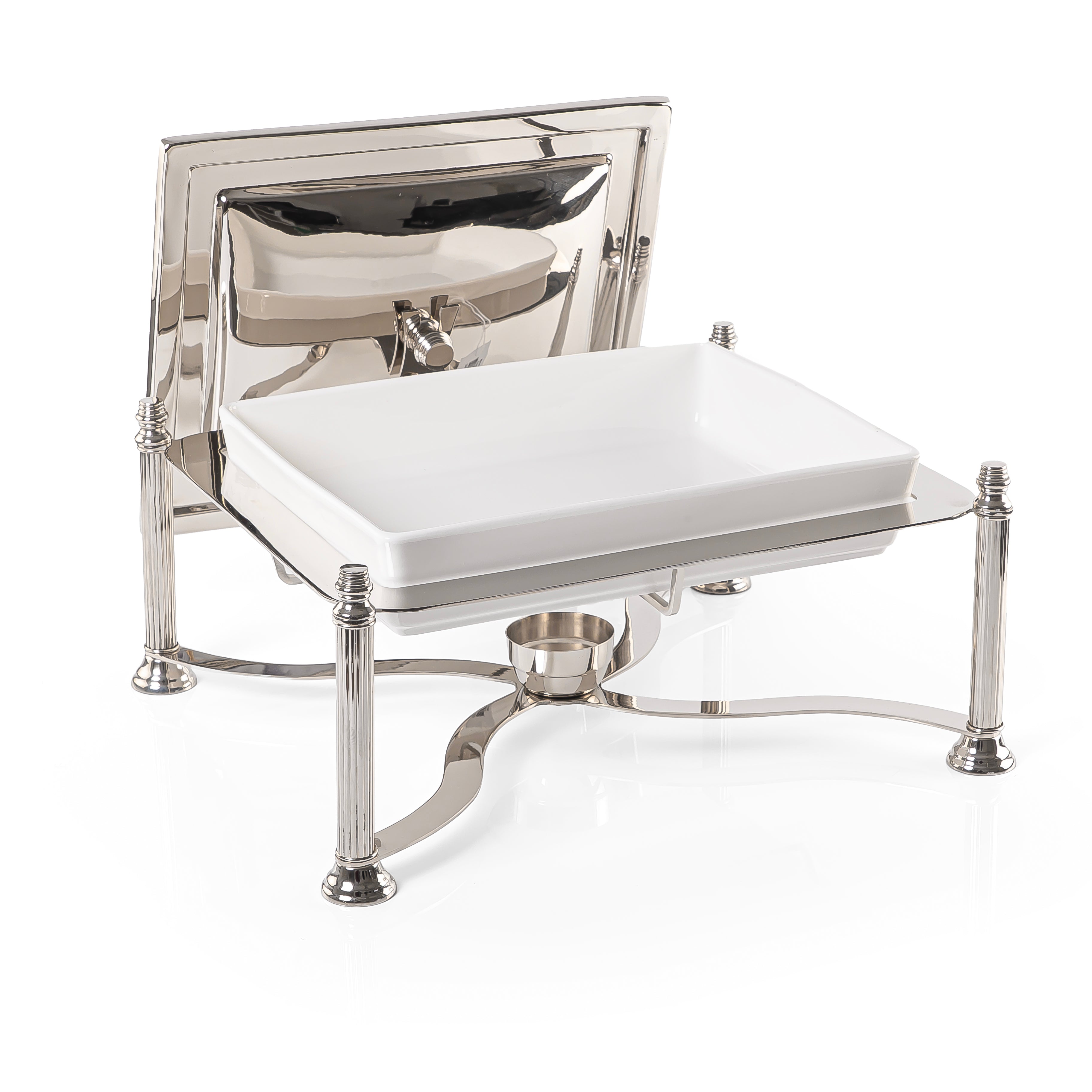 وعاء حفظ حرارة الطعام على شكل مربع من الإستانلس ستيل سعة 4 لتر - وسط