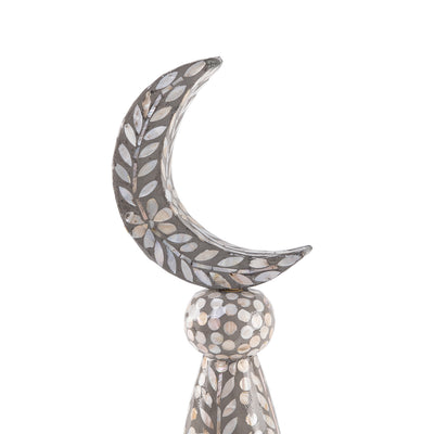 ستاند ديكور على شكل هلال حجم صغير - رمادي