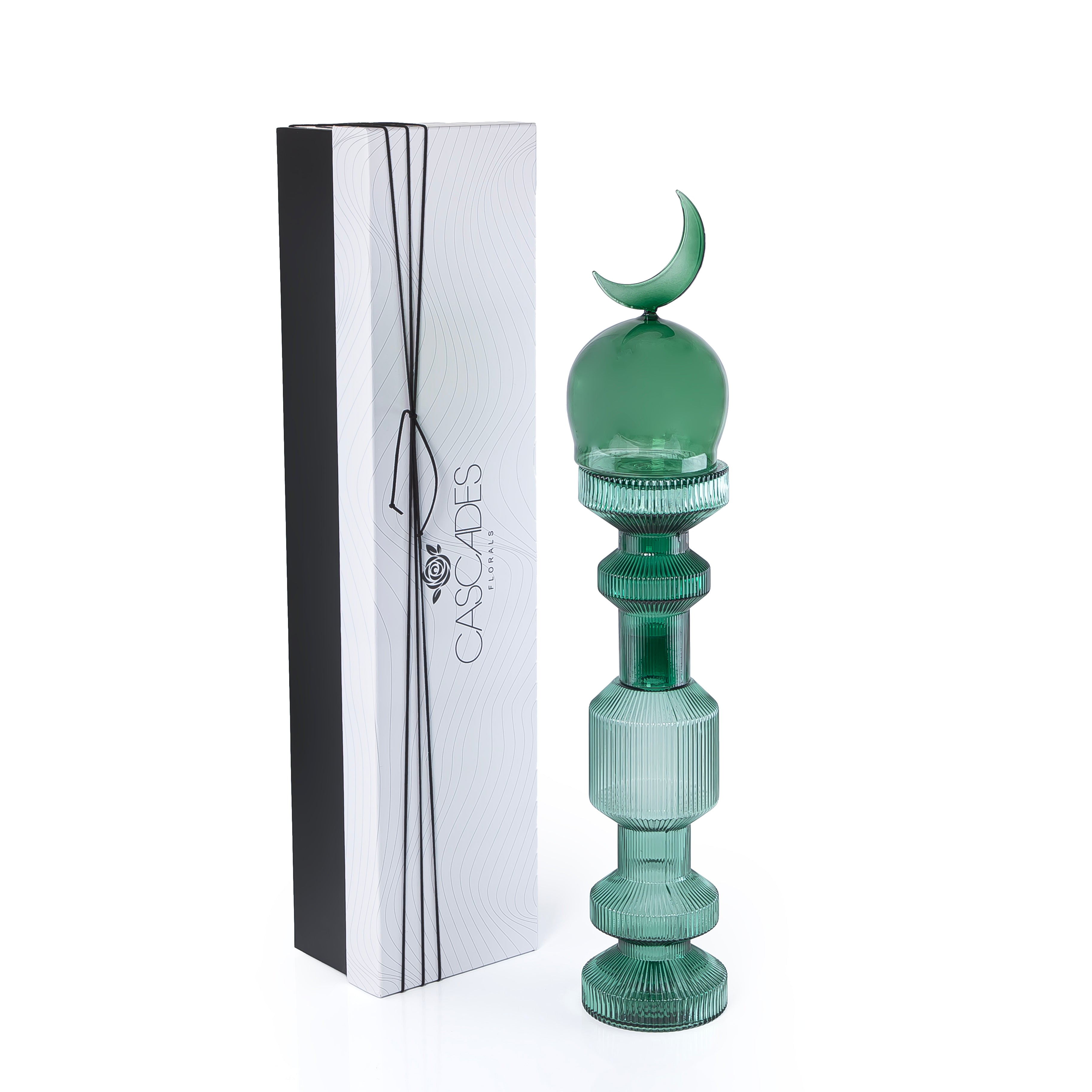 Medium Glass Minarets Décor with Gift Box - Green