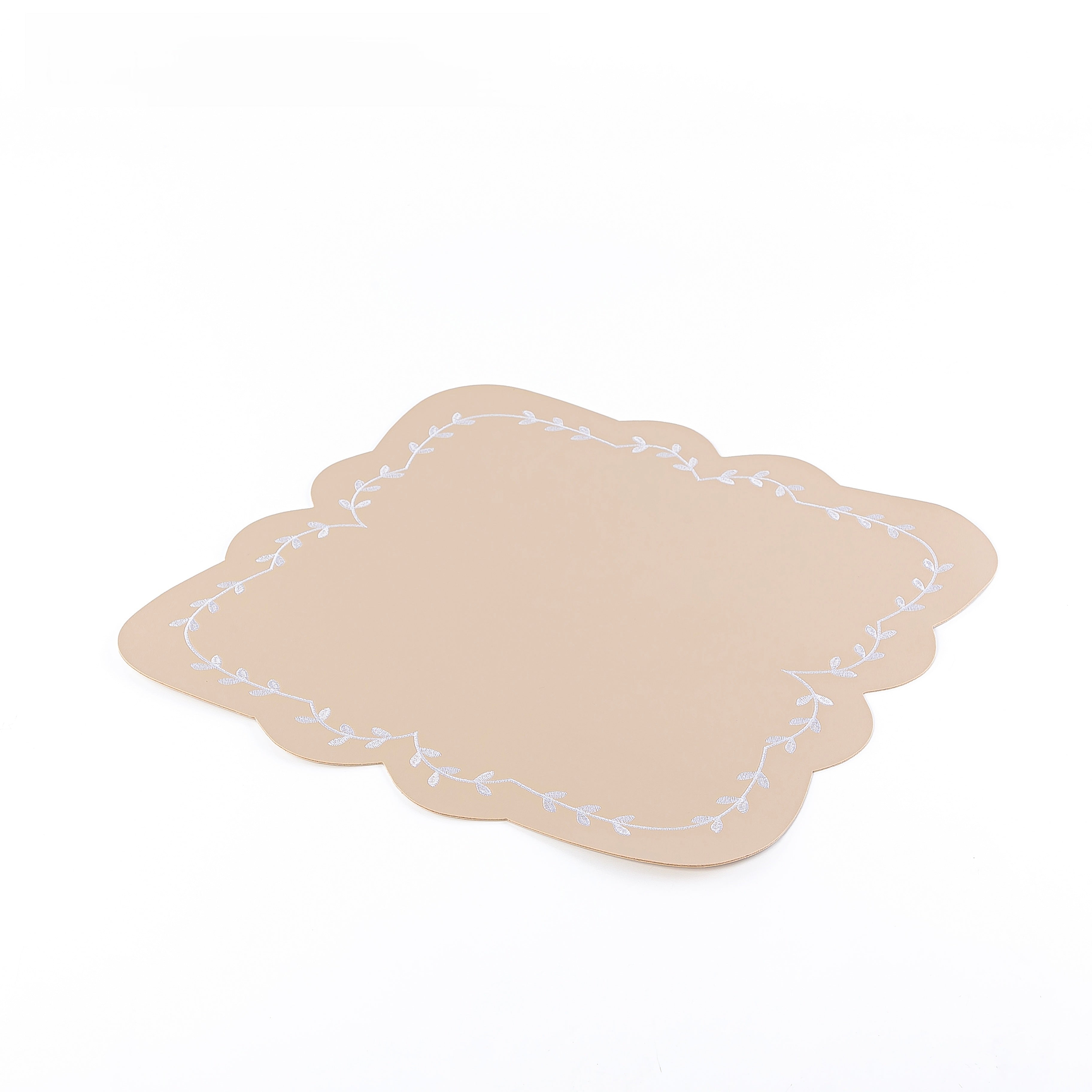 Set of 6 Square Faux Leather Dining Placemat - Beige