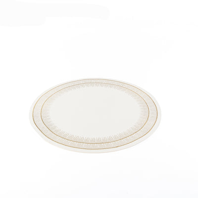 Circular Faux leather placement - white with gold