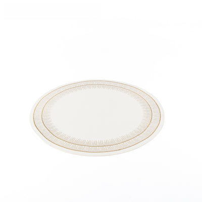 طقم 6 مفارش طعام دائرية من الجلد الصناعي - أبيض