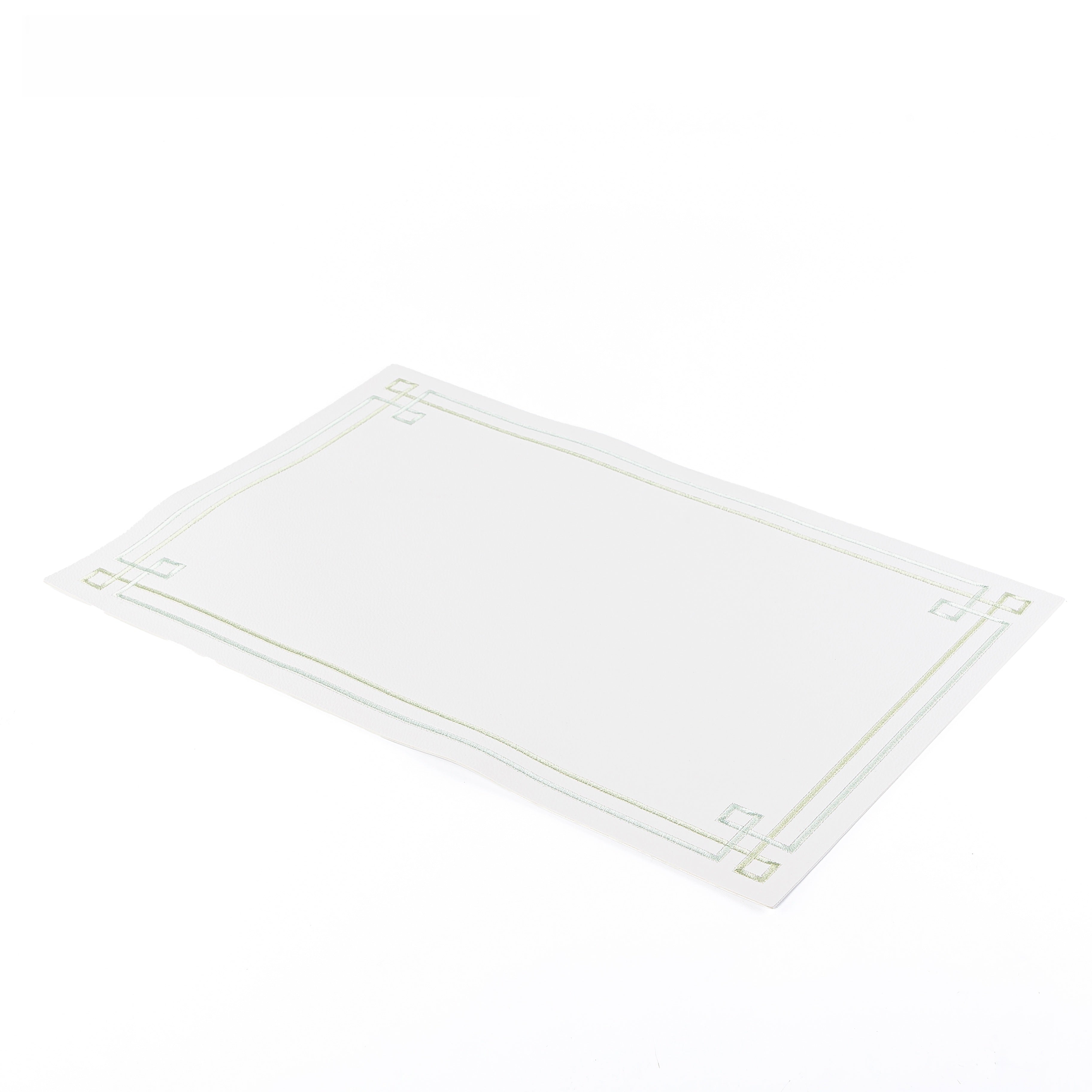 Set of 6 Rectangle Faux Leather Dining Placemat - White