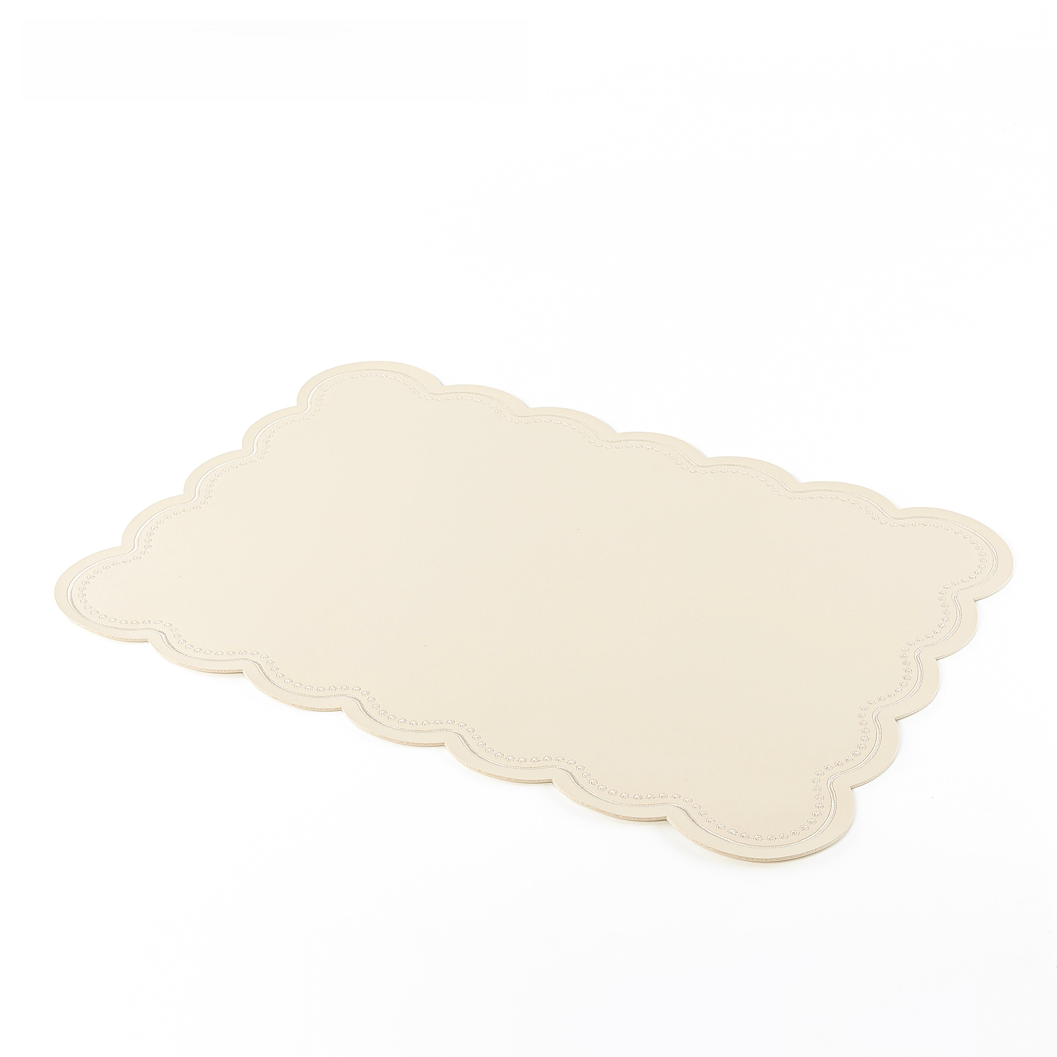 Set of 6 Rectangle Faux Leather Dining Placemat - Off white