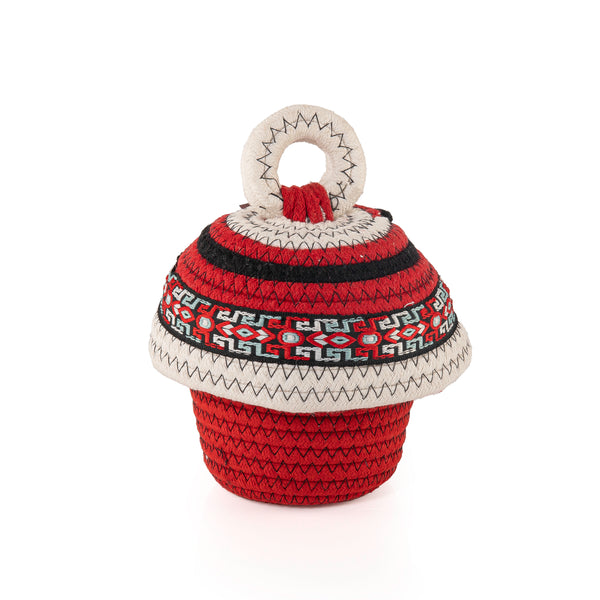 وعاء قرقيعان على شكل مخروط منسوج يدويًا مع غطاء