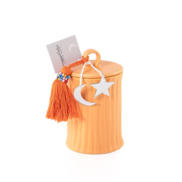 علبة قرقيعان من الخزف بتصميم  أسطواني مموج