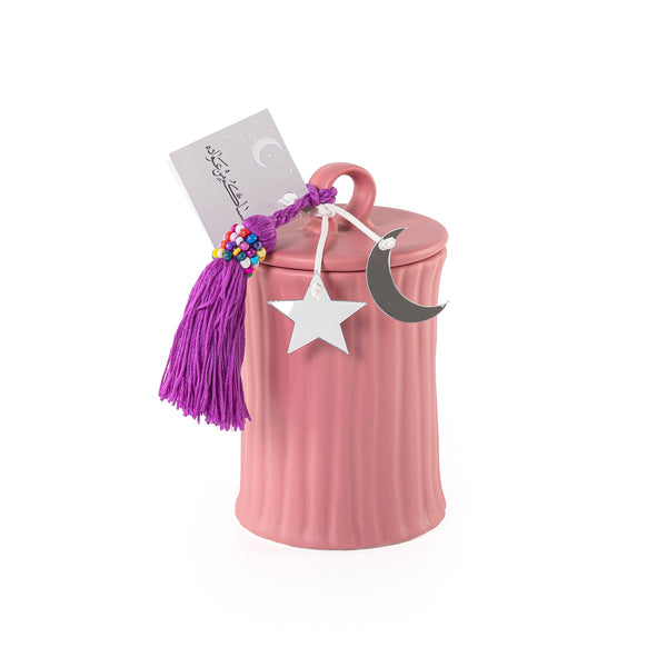 علبة قرقيعان من الخزف بتصميم  أسطواني مموج