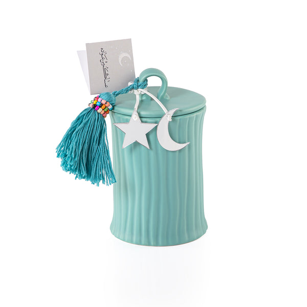 علبة قرقيعان من الخزف بتصميم  أسطواني مموج