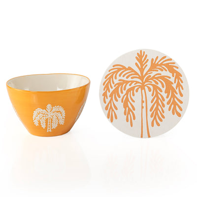 Round Ceramic Gargee'an Jar with  Palm Tree Pattern