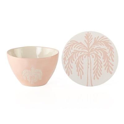 Round Ceramic Gargee'an Jar with  Palm Tree Pattern