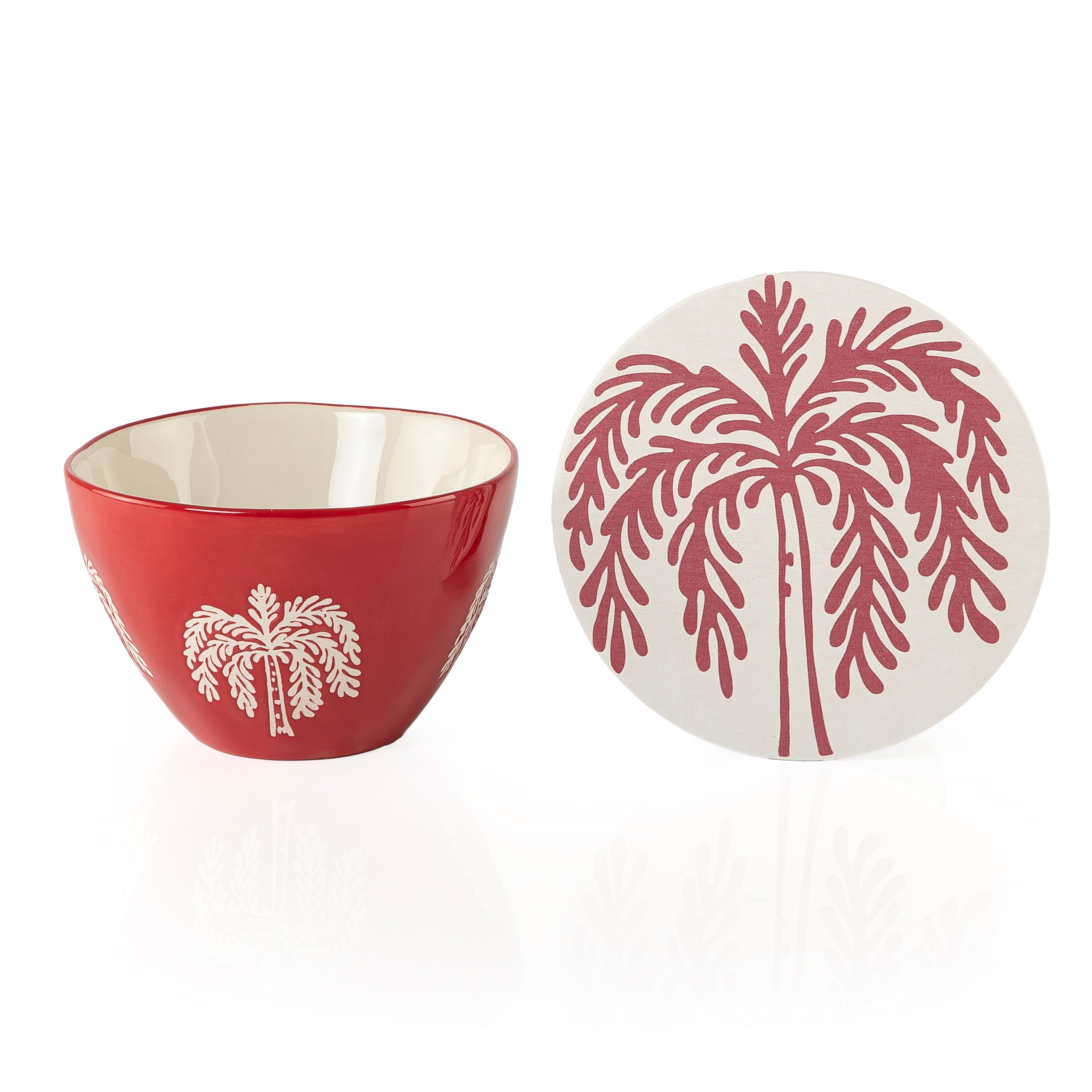 Round Ceramic Gargee'an Jar with  Palm Tree Pattern