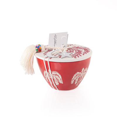 Round Ceramic Gargee'an Jar with  Palm Tree Pattern