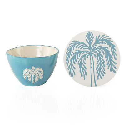 Round Ceramic Gargee'an Jar with  Palm Tree Pattern