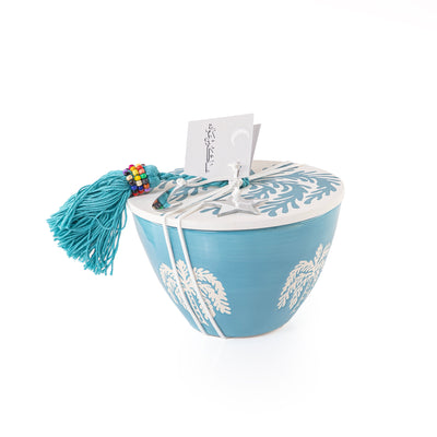 Round Ceramic Gargee'an Jar with  Palm Tree Pattern