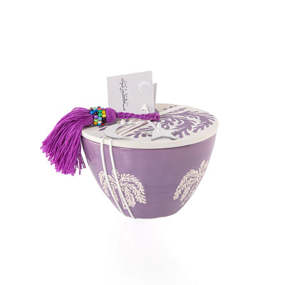 Round Ceramic Gargee'an Jar with  Palm Tree Pattern