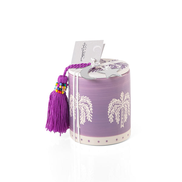 Cylindrical Ceramic Gargee'an Jar with  Palm Tree Pattern
