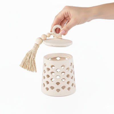 Gergaan decoration pottery jar with lid - medium