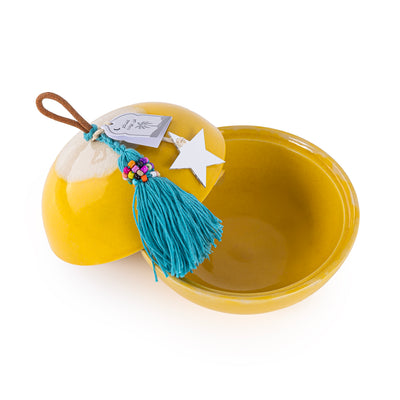 Ceramic Gergean Box With Cover - Yellow