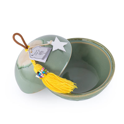 Ceramic Gergean Box With Cover - Green