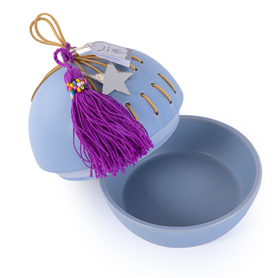 Ceramic Gergean Box With Cover - Sky Blue