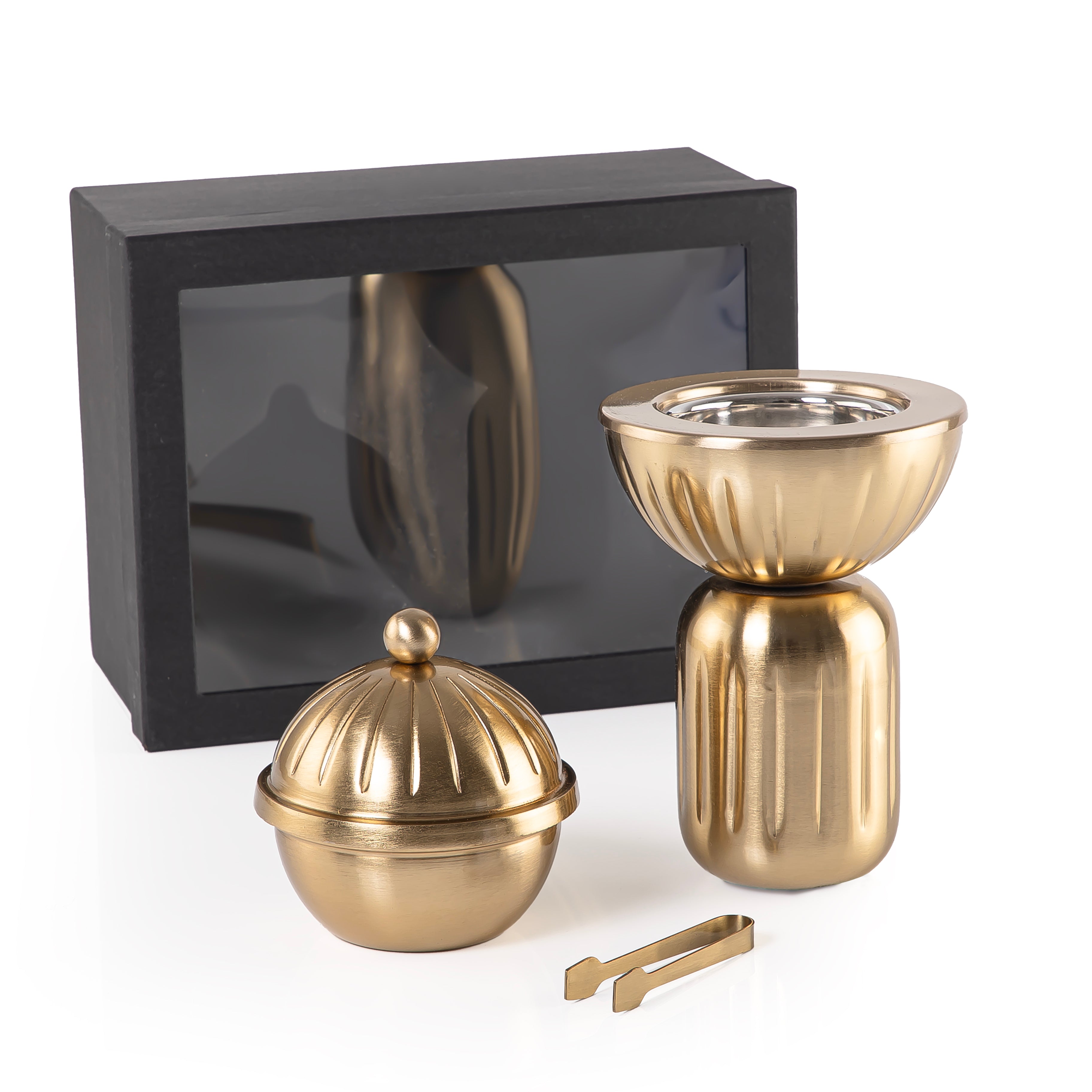 Metal Mabkhara set with Incense Box and Tong in a gift box – CascadesKsa