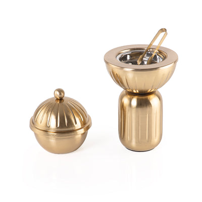 طقم 3 من مبخرة معدنية مع علبة بخور  وملقط وبوكس هدية