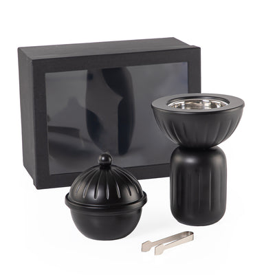 طقم 3 من مبخرة معدنية مع علبة بخور  وملقط وبوكس هدية