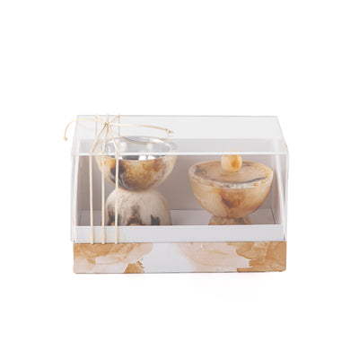 طقم مبخر من الراتنج مع بوكس هدايا اكريليك