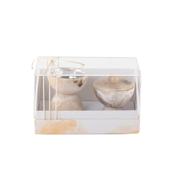 طقم مبخر من الراتنج مع بوكس هدايا اكريليك