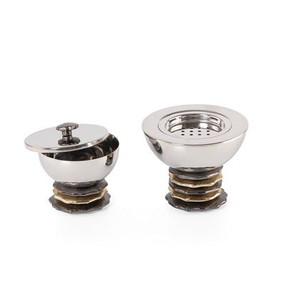 طقم مبخرة معدنية مع علبة بخور بقاعدة متدرجة وبوكس هدية