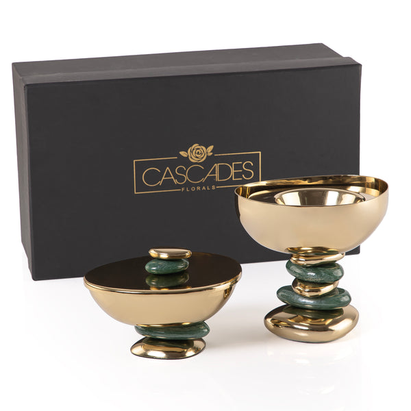 Metal Mabkhara Set with Pebble-Textured  Base and Gift Box