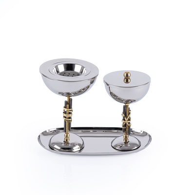 Luxury Metal Mabkhar Set of 3 pcs - Silver & Gold