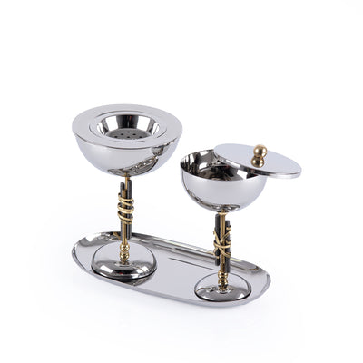 Luxury Metal Mabkhar Set of 3 pcs - Silver & Gold