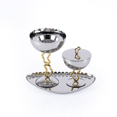 Luxury Metal Mabkhar Set of 3 pcs - Silver & Gold