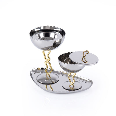Luxury Metal Mabkhar Set of 3 pcs - Silver & Gold