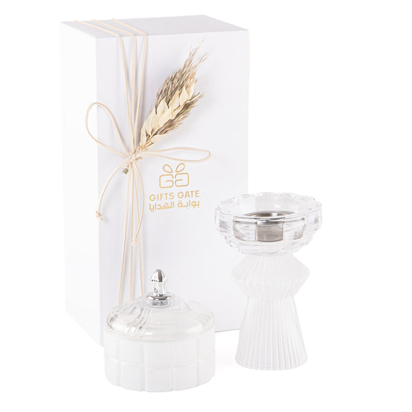 Crystal mabkhar set - white