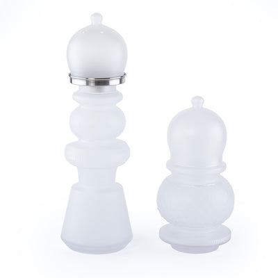 2 Pcs Large Mabkhar Set Glass Holder with Metal Burner & Dome – White