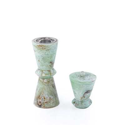 طقم مبخر أنيق من الراتنج مكون من قطعتين - أخضر