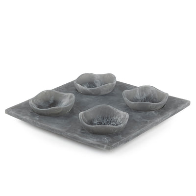 Resin Serving Set with 4 Small Bowls and Tray